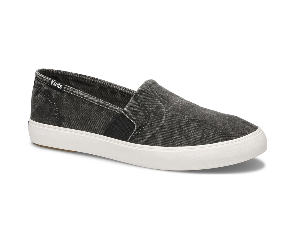 Slip Ons Keds Mujer Negros - Clipper Washed Solids - 6870-XHTAK